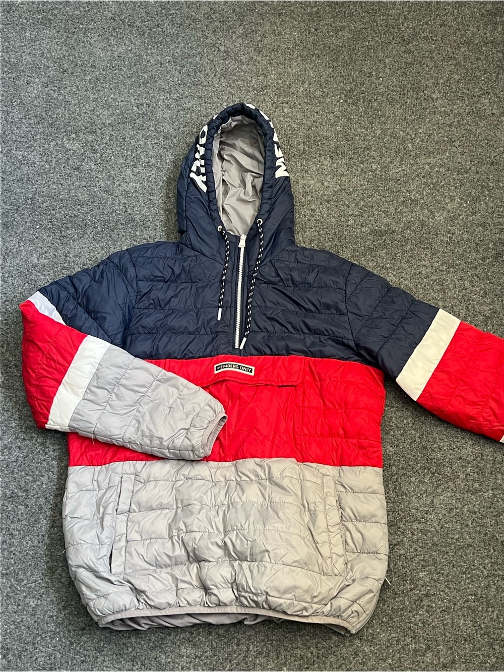 Members Only Colorblock Puffer Jacket, Medium